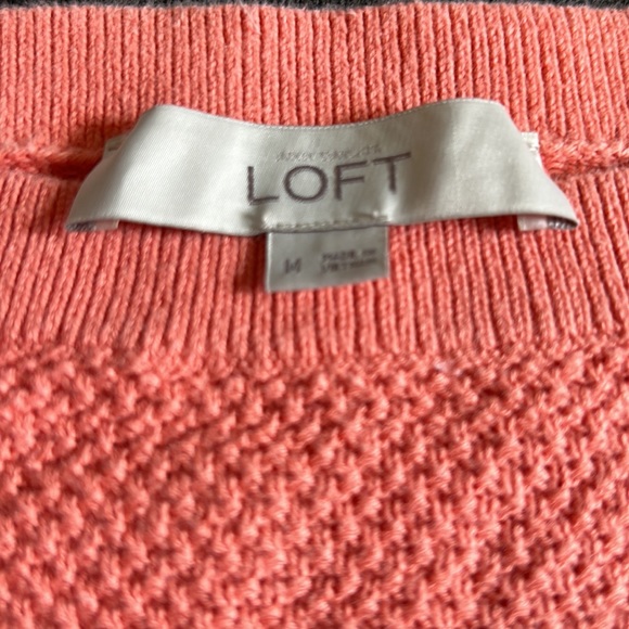 Ann Taylor LOFT salmon pink knit sweater M Medium 100% cotton - Picture 2 of 4